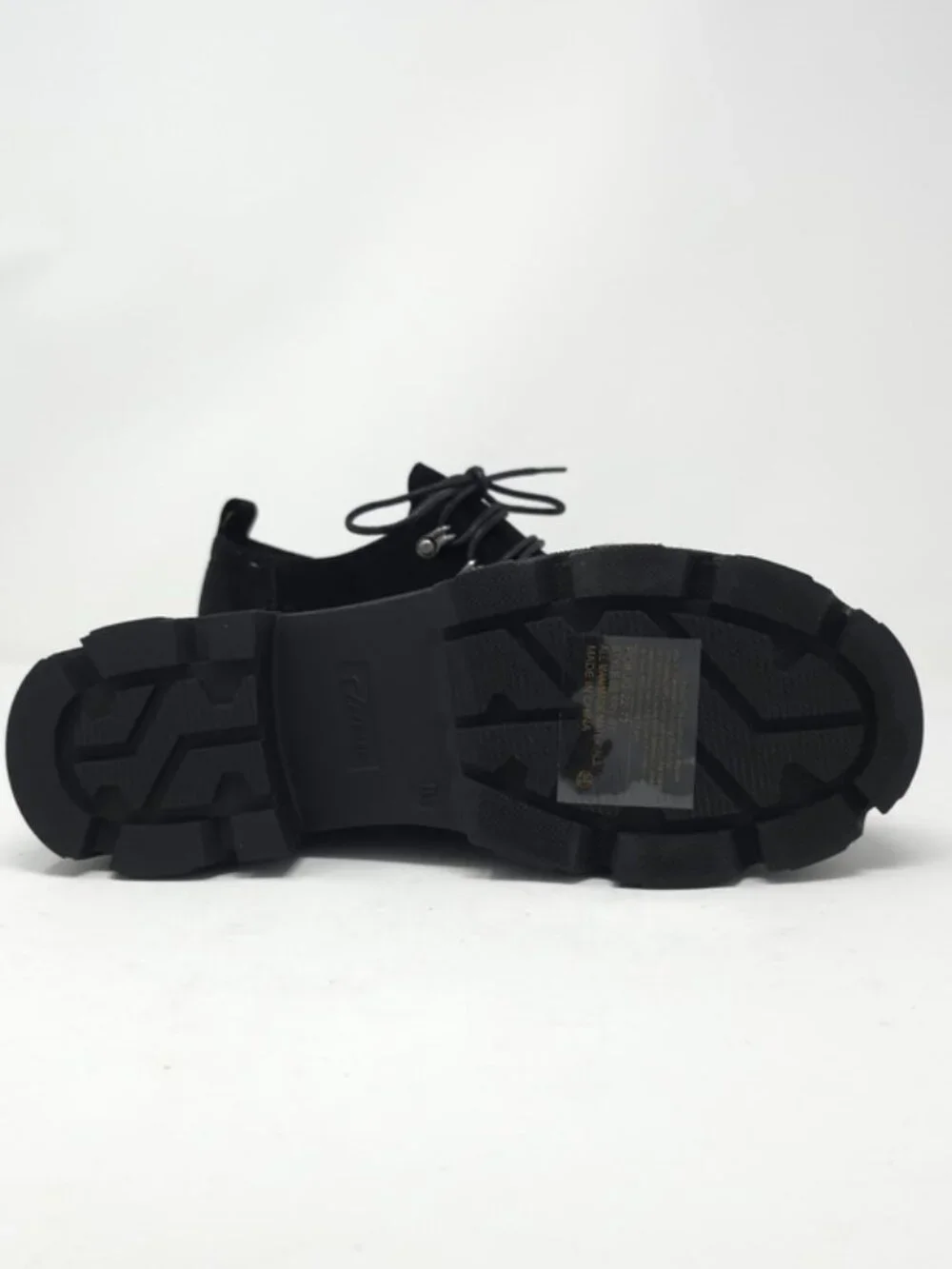 Black Faux Suede Chunky Platform Oxford Casual Lace Up Lug Sole